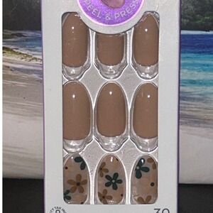 imPRESS Press-On Nails As It Was Neutral Medium Tan Nude Floral No Glue Mani